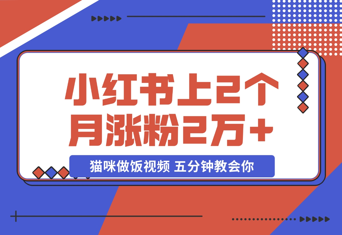 【2024.11.21】小红书上2个月涨粉2万+ 的猫咪做饭视频 五分钟教会你-星月项目网